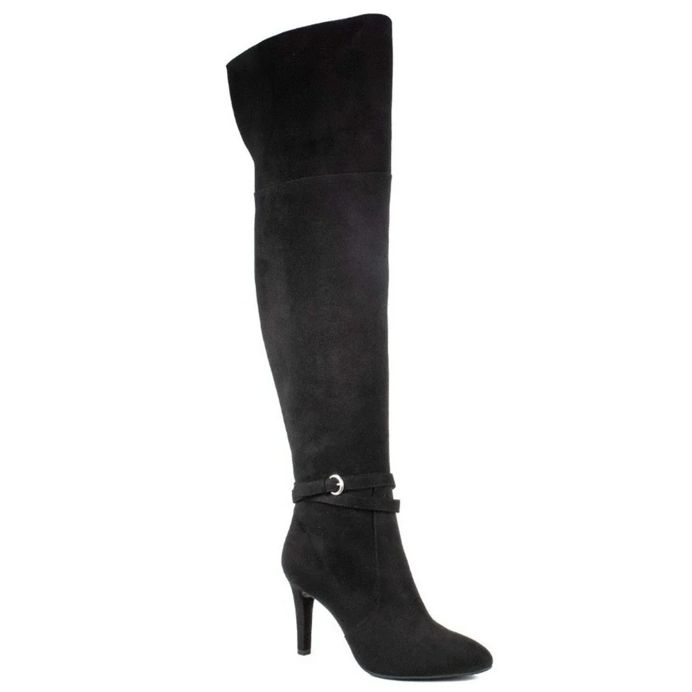 Rialto Clea Black Faux Suede Over-The-Knee Boot 4 Inch Heel Special Occasion 9